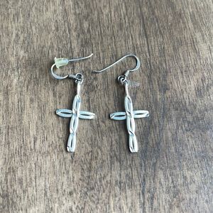 925 cross sterling silver earrings jewelry religious Christianity Christian